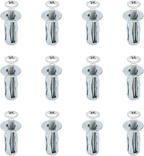 12Pcs M4 x 25mm Jack Nuts Petal Nuts Steel Expansion Nuts Zinc Plated Thin Fixings Dowels with Screws Assembly for Thin Soft Wall, Hollow Wall
