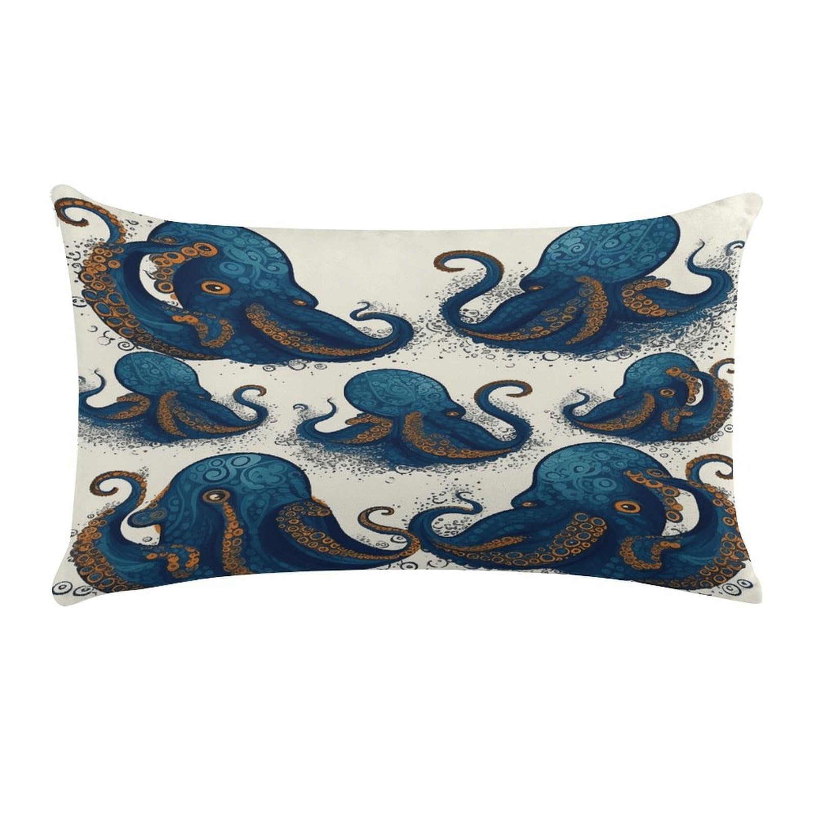 VstaDank Tentacles Octopus Throw Pillow Cover Rectangular Lumbar Throw Pillow Case Soft Farmhouse Accent Decorative Cushion Cases Short Plush Pillowcase with Zipper 12 X 20 Inch