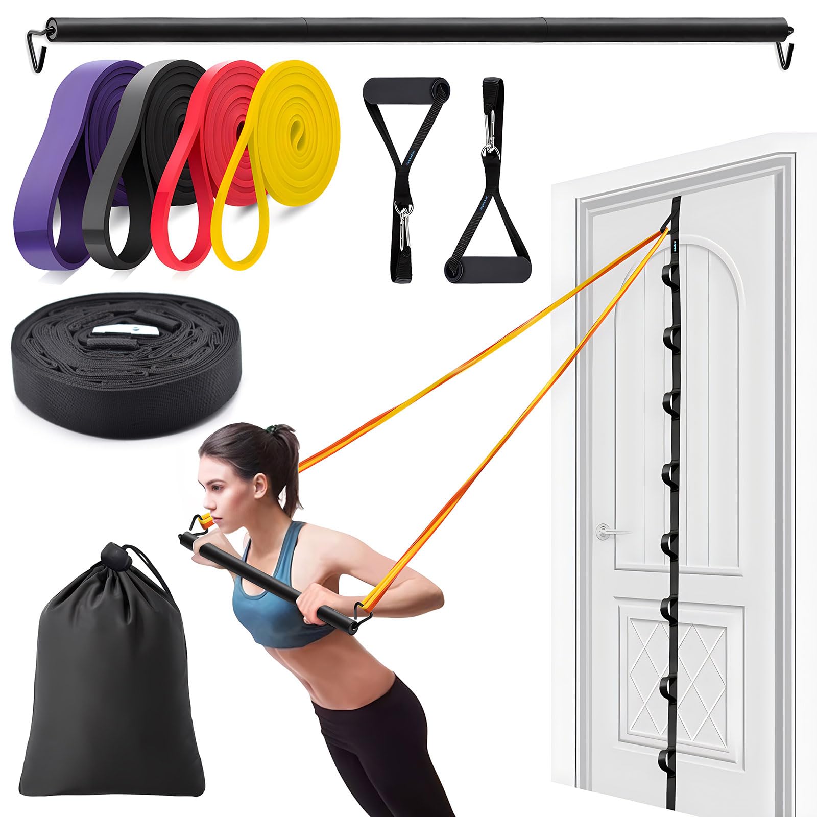 Brebebe Door Anchor Strap for Resistance Bands Exercises, Multi Point Anchor Gym Attachment for Home Fitness, Portable Door Band Resistance Workout Equipment, Easy to Install, Punch-Free, Nail-Free — image 1