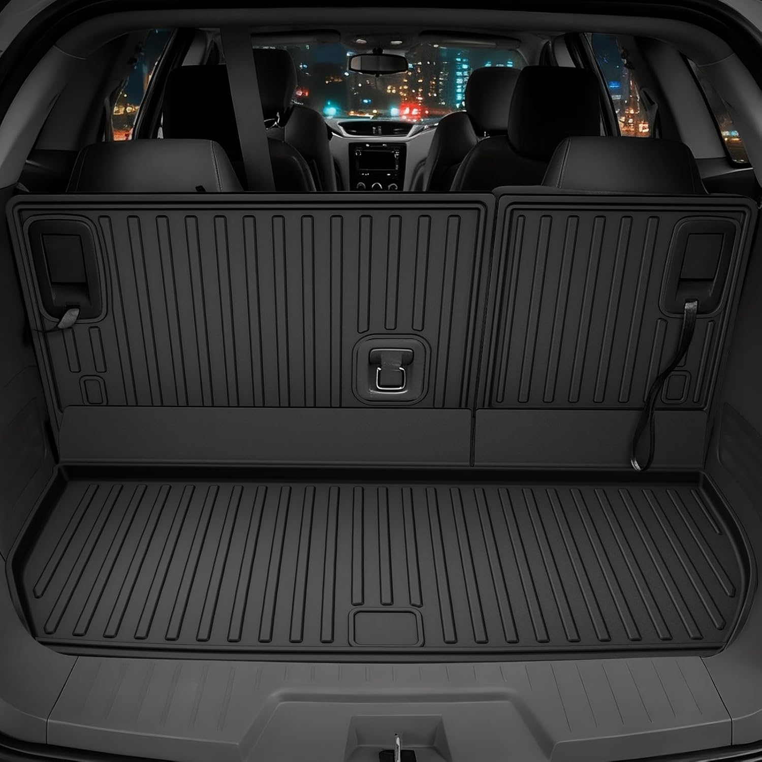 AOMSAZTO Cargo Liner & Backrest Mat for Chevy Traverse 2009-2017 - Custom Fit All Weather Trunk Mat Seat Back Cover Car Interior Accessories Protection Rear Cargo Mat
