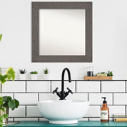 Miniatura 4 de Amanti Art Espejo personalizado, espejo de baño gris con tablones rústicos, espejo de pared o espejo de tocador de baño sobre el fregadero (25.5 x