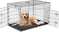 Aidoly 36 Inch Medium Double Door Dog Crate - Foldable Metal Wire Kennel with Leak-Proof Tray, Secure Locks for Training & Travel