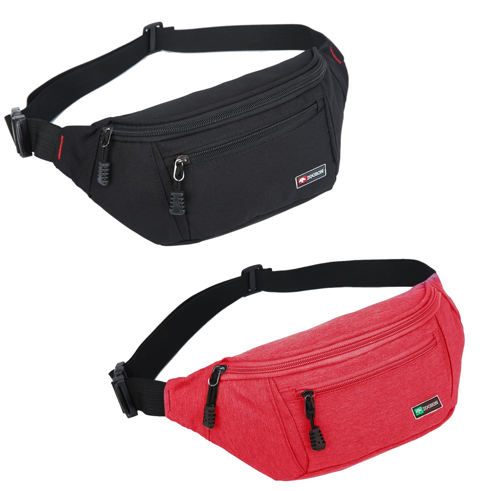 2 Packs Fanny Packs for Men and Women, Water Resistant Sports Waist Pack Bag Hip Bum Bag for Travel Hiking Running