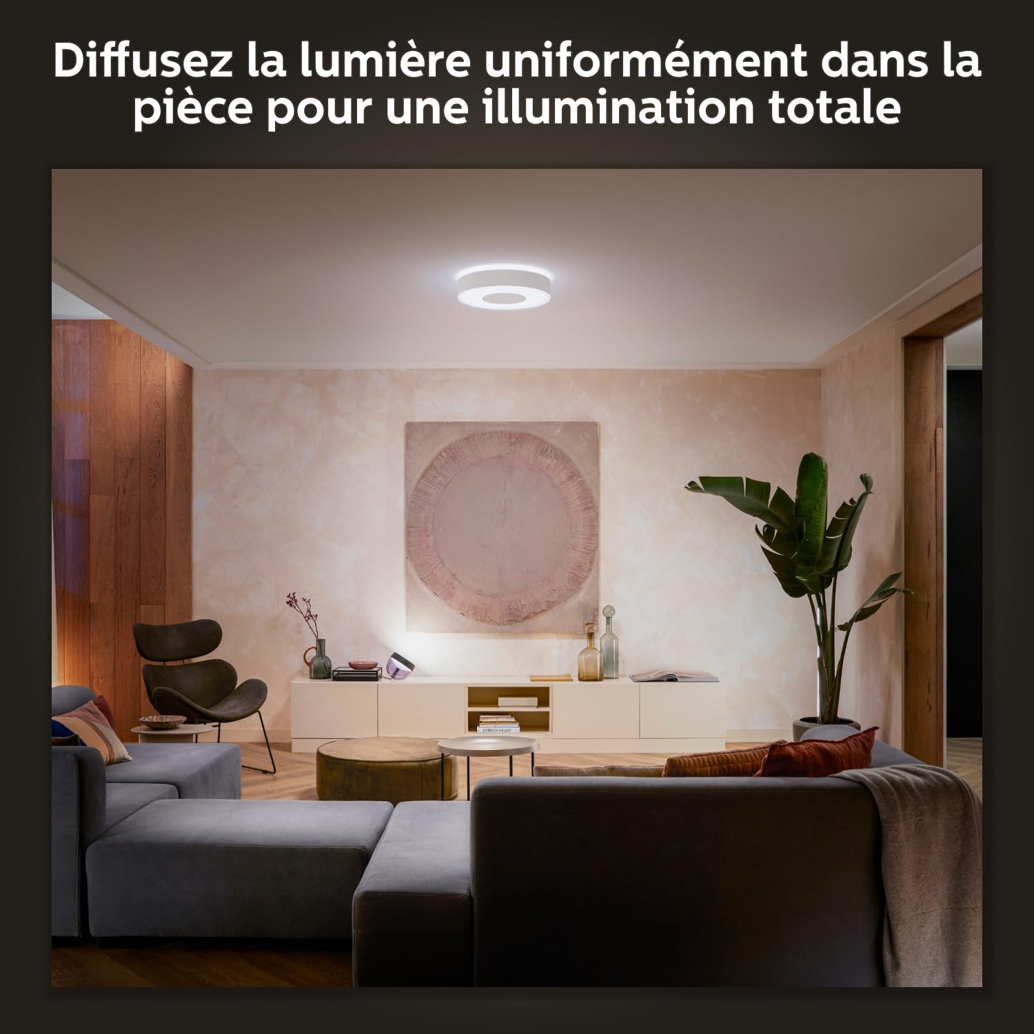 Philips Hue White and Color Ambiance Plafonnier Infuse Medium, Blanc, compatible Bluetooth, fonctionne avec Alexa, Google Assistant et Apple Homekit