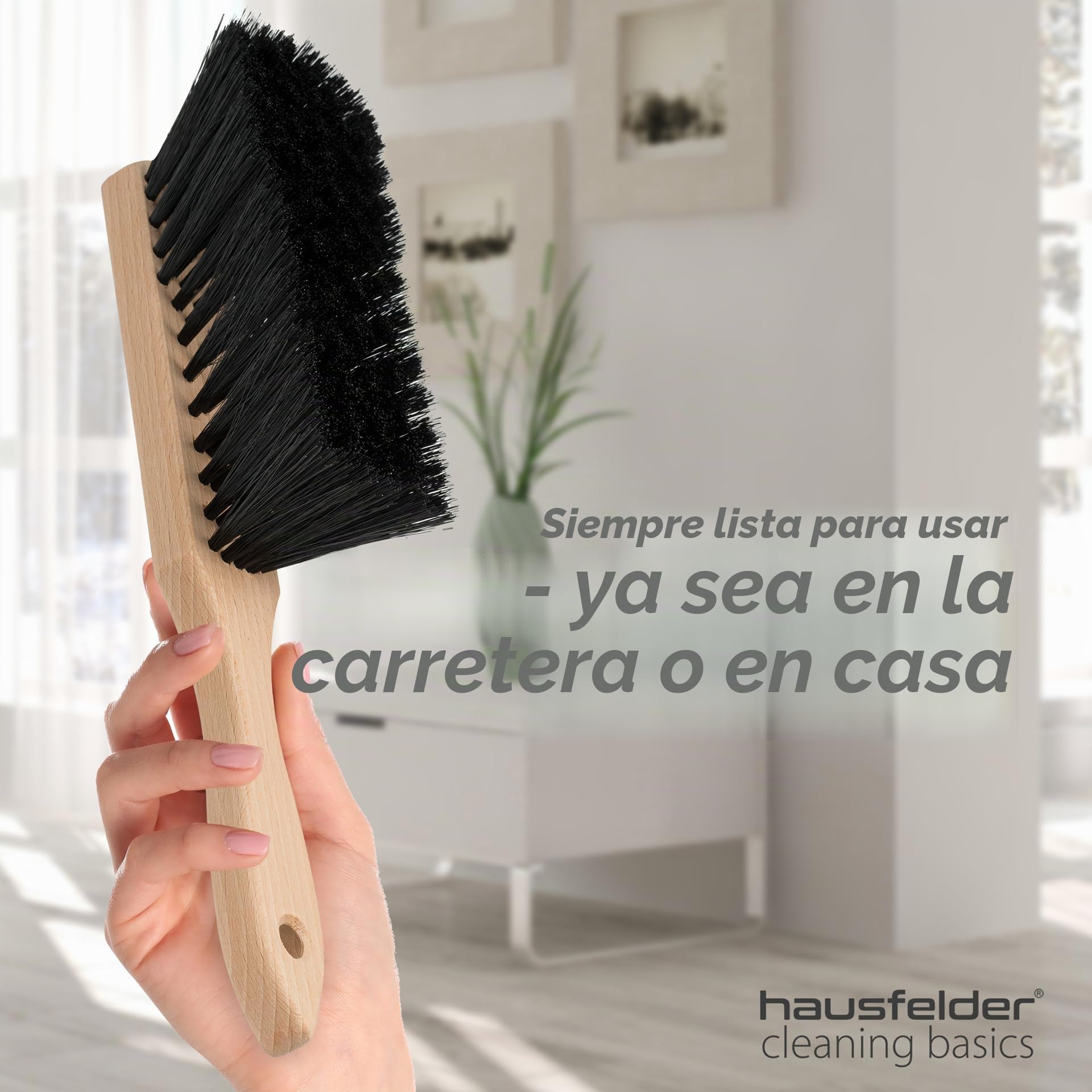 HAusfelder Set de 2 escobas de Mano, escobas de Mano con cerdas Suaves y Medio Suaves