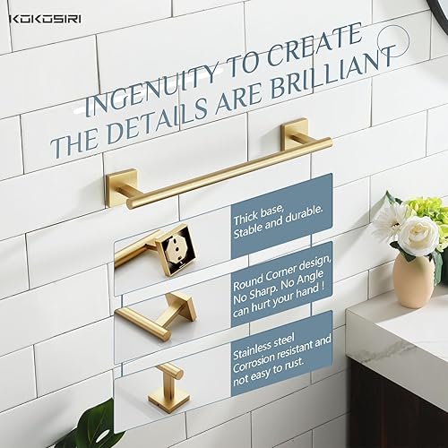 Vista 19 de KOKOSIRI Toallero de 16 pulgadas para baño, cocina, inodoro, acero inoxidable de níquel cepillado B4005BR-L16