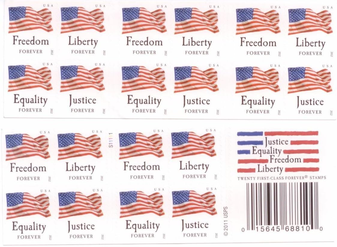 USPS Forever Stamps Four Flags Booklet of 20 Stamps