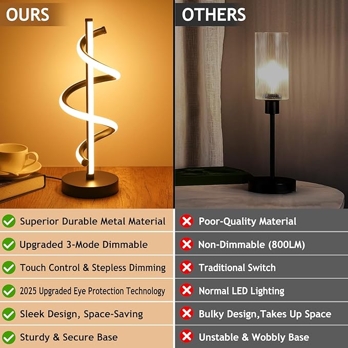 Lámpara de Mesa LED Negra NUÜR con Efecto Diamante miniatura 3