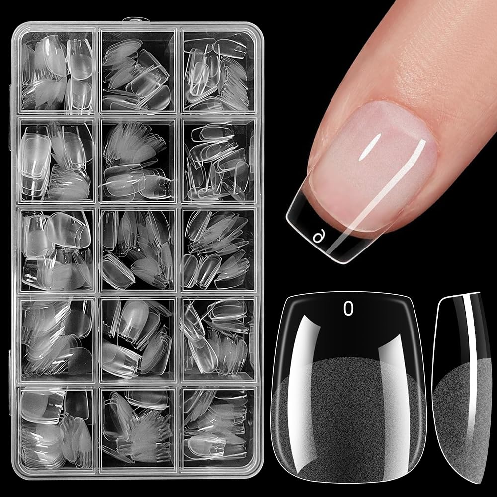 ZEYACHAN 540 Piezas Tips Uñas Bailarina, 15 Tamaños Tips Uñas Transparentes, Semi Mate, Tips Uñas Cortas, Soft Gel Nail Tips, Tips De Uñas Para Bricolaje De Uñas FALSE NAILS