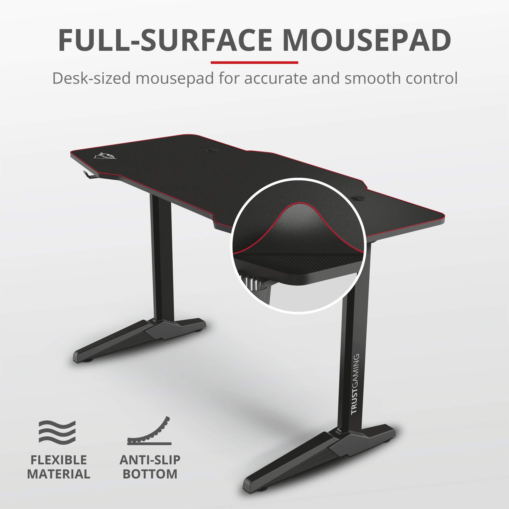 Trust Gaming Desk 140 x 66 cm GXT 1175 Imperius XL Gaming Table with