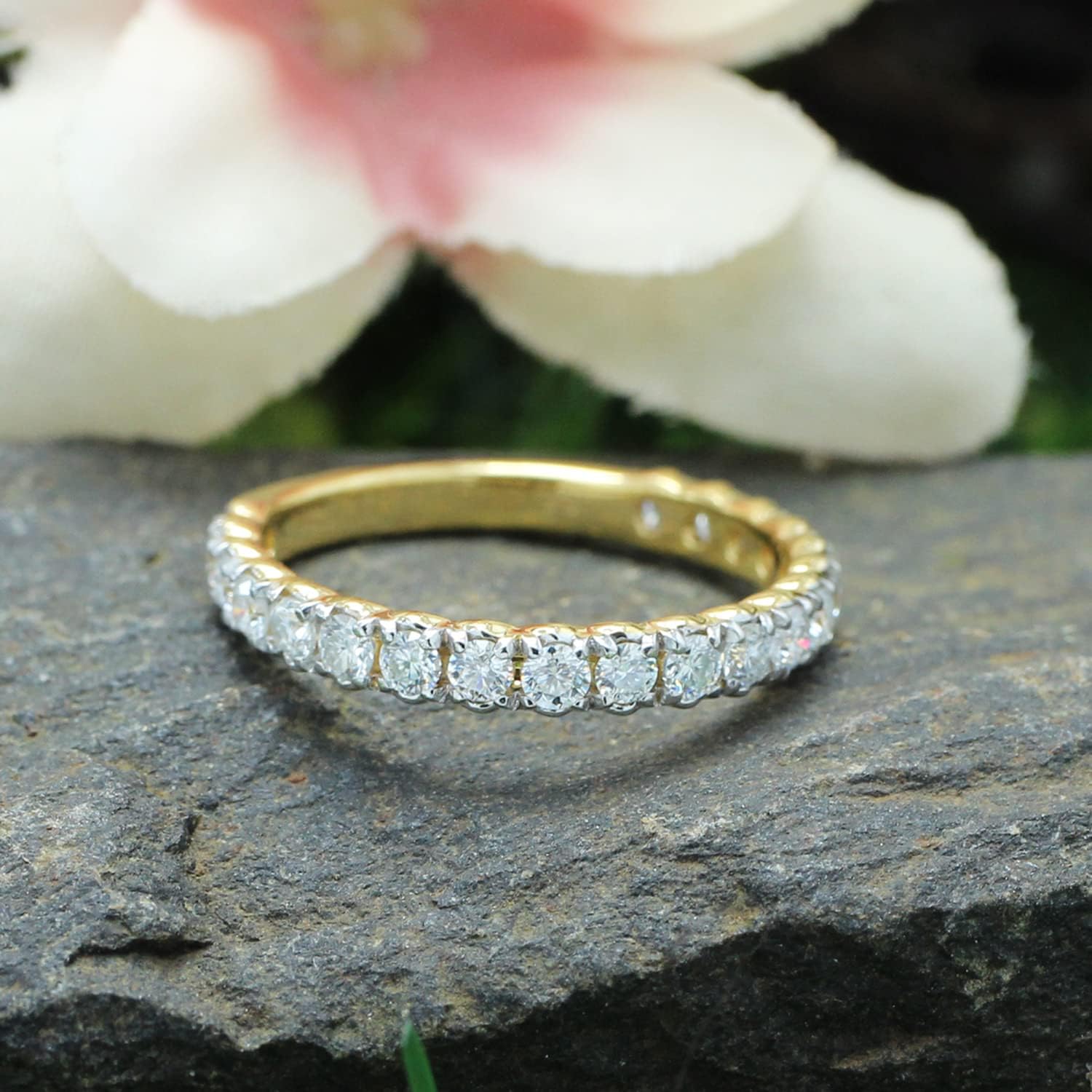 SAVEARTH DIAMONDS Round Cut Lab Created Moissanite Diamond Eternity Stackable Engagement Ring In 14K Gold Over Sterling Silver Jewelry For Women (VVS1 Clarity, 1.00 Cttw) - Image 2