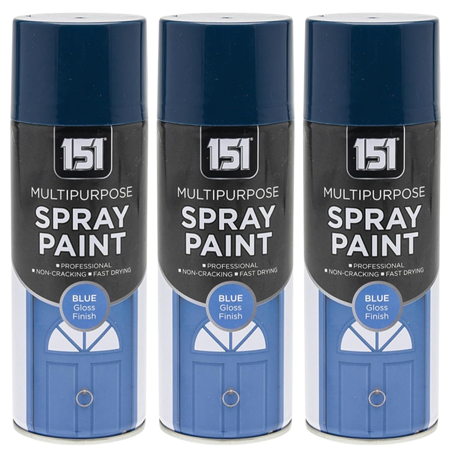 151 Blue Gloss Multi-Purpose Aerosol Spray Paint 400ml (3 Pack)