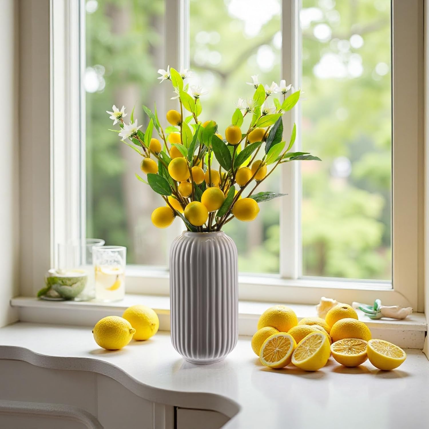 Artificial Lemon Fruit Flowers 5pcs.24 inch Lifelike Handmade Lemon. Lemon for Decoration.Simulated Flower.Artificial Fruit.Suitable for Home.Office.Festival.Flower Decoration