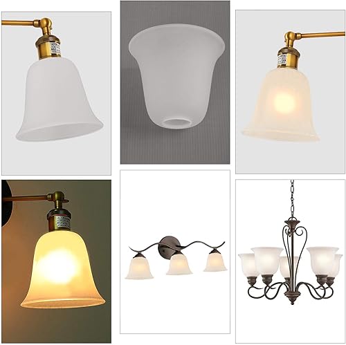 Miniatura 4 de Giluta Paquete de 6 pantallas de vidrio en forma de campana de repuesto para lámpara de pared esmerilada para ventilador de techo, sin vida con