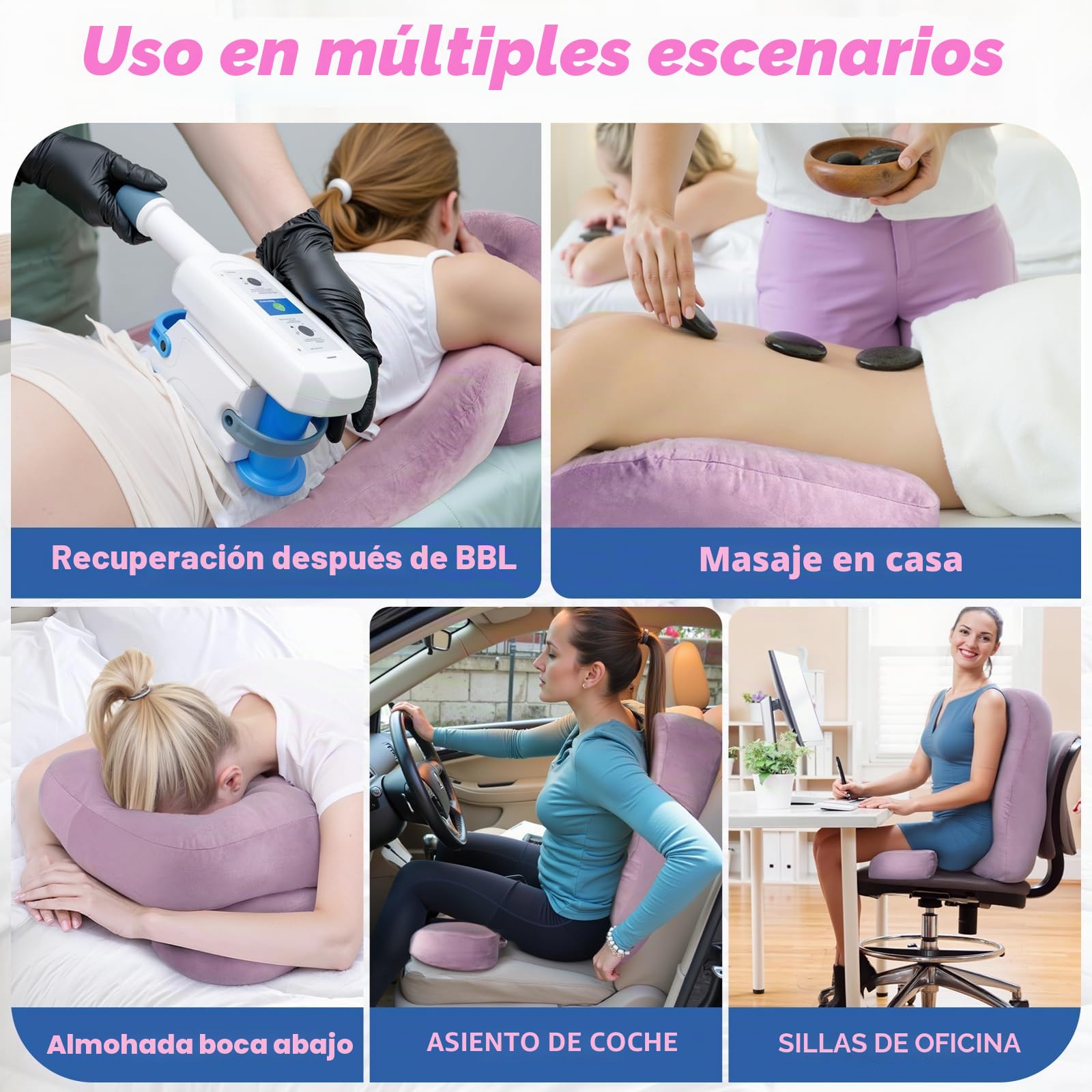 Juego de almohadas ortopédicas BBL – Almohada de recuperación postoperatoria para dormir, sentarse y aliviar el dolor de espalda boca abajo