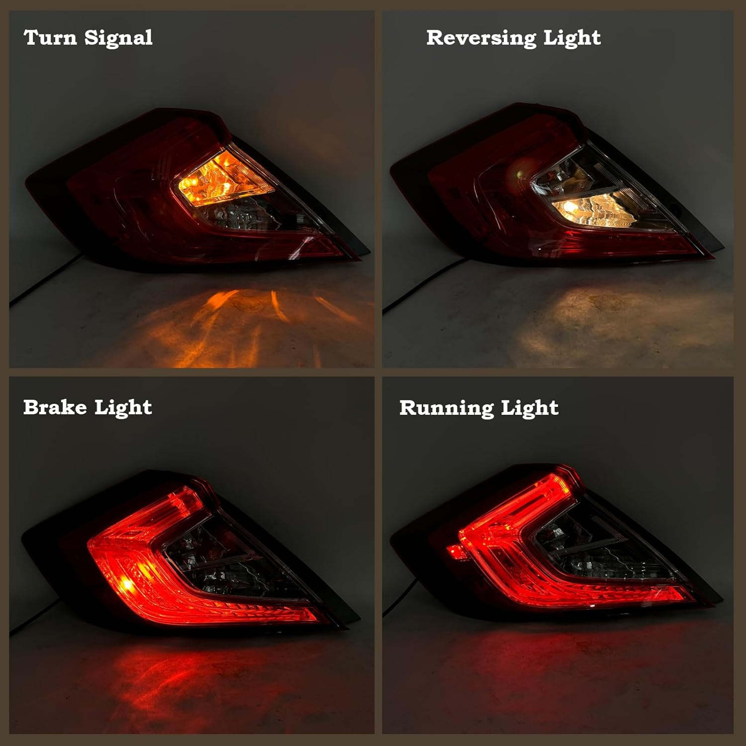 With Side Marker LH Outer Tail Light Fit for 2016 2017 2018 2019 2020 2021 Honda Civic 4-Door Sedan Rear Lamp With Bulbs Rear Lights Left Driver Side HO2804110 33550TBAA01