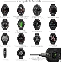Vista 2 de Cargador USB C Tebiemao Compatible con Cargador de Reloj Garmin, Paquete de 2 Cables de Carga de Sincronización de Datos para Garmin Fenix 7 6 5