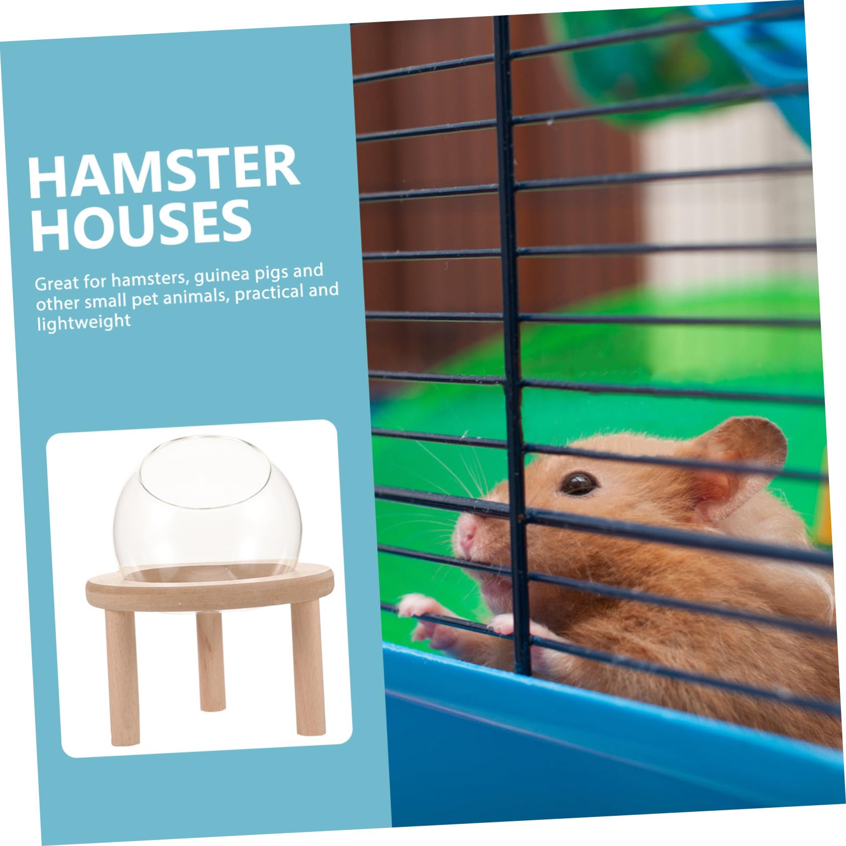 TOYANDONA Transparente Kleine Hamsterbadewanne aus Glas und Holz Sicheres Sandbad für Hamster und Meerschweinchen im Heimgebrauch