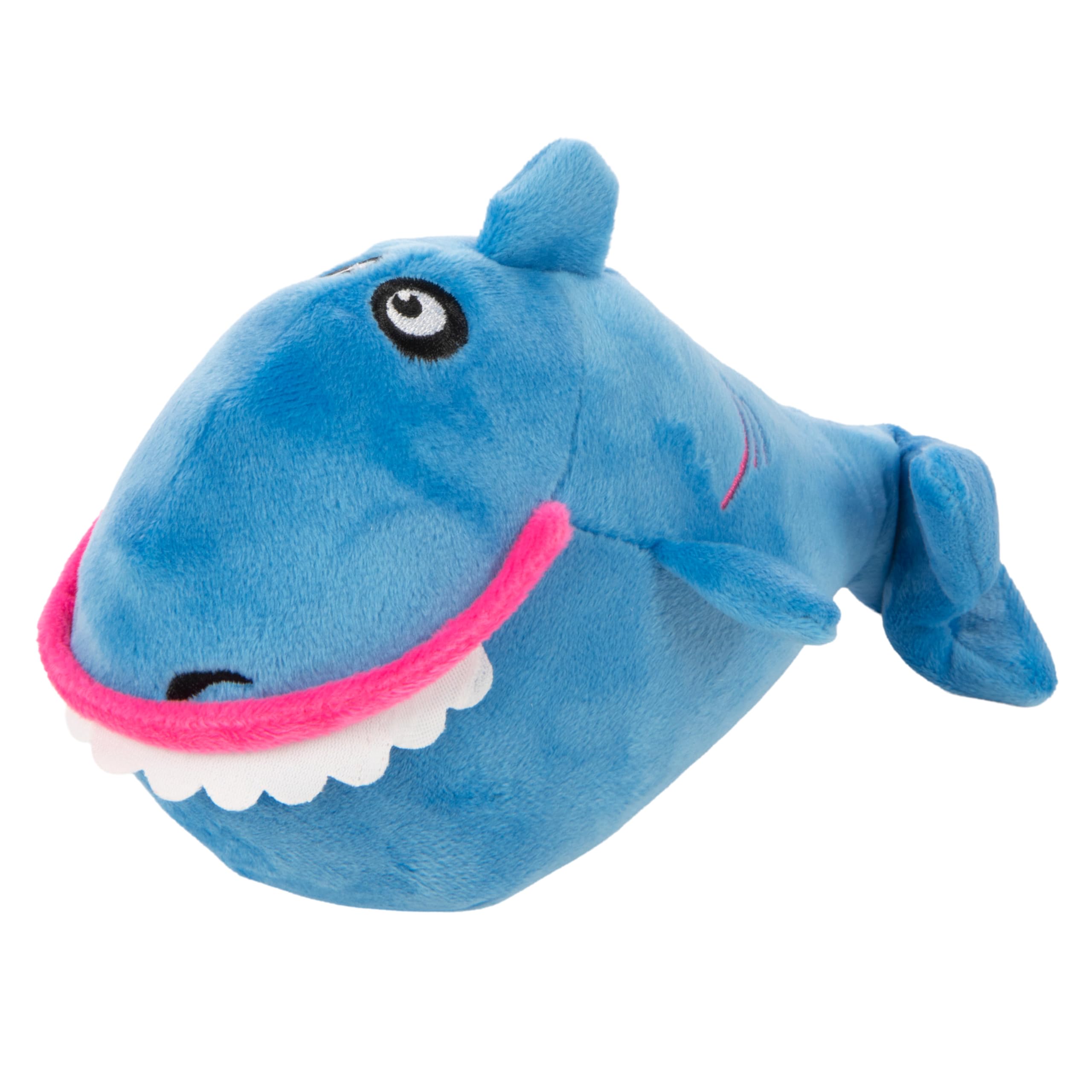 goDog Action Plush Shark Animated Squeaky Dog Toy with Chew Guard Technology, Durable Fabric and Wiggling Tail & Squeaker for Active Play, Blue, One Size