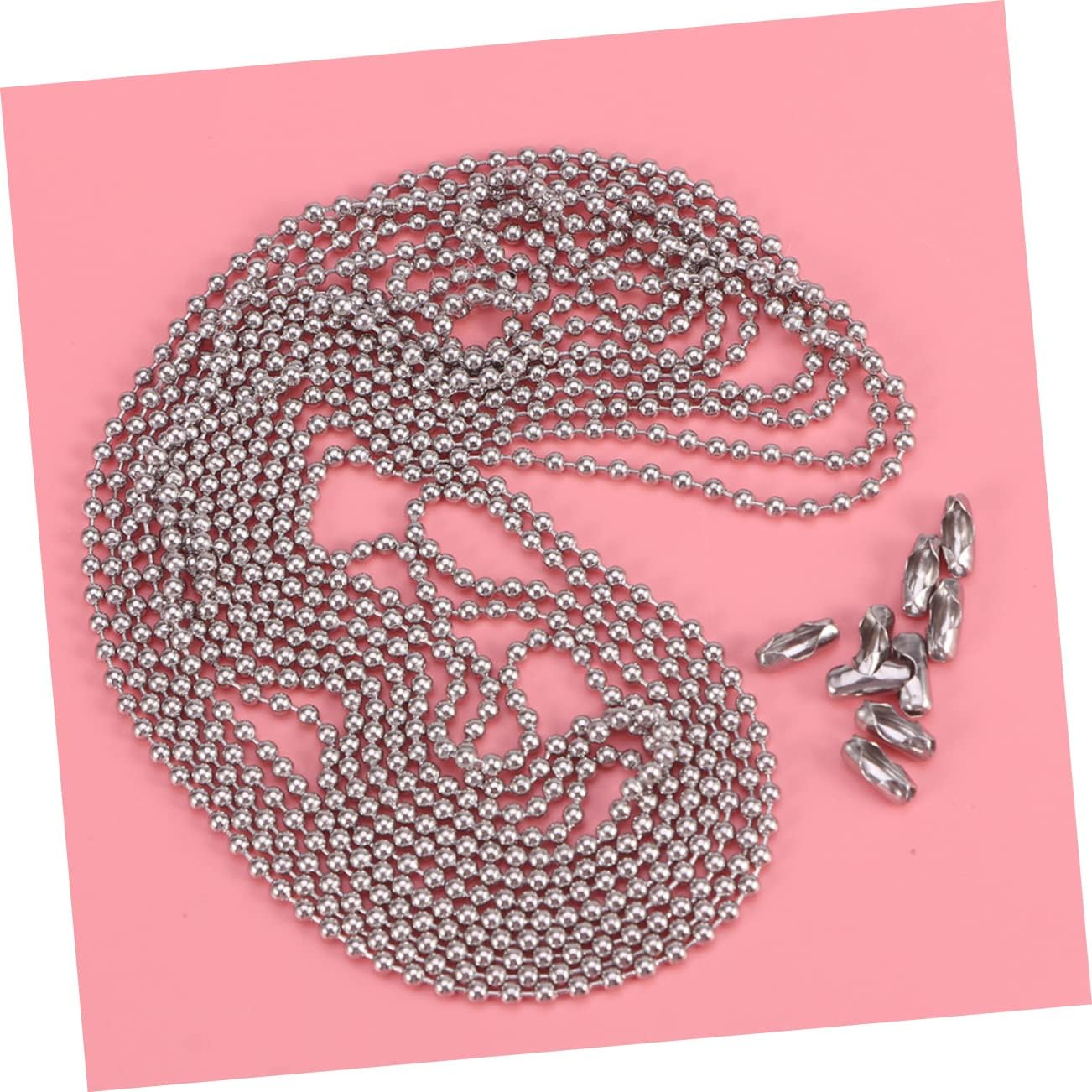 Gadpiparty 3Set Stainless Steel Bead Chains with Connectors for DIY Key Chains Dog Tags and Pendant Necklaces for Crafting and