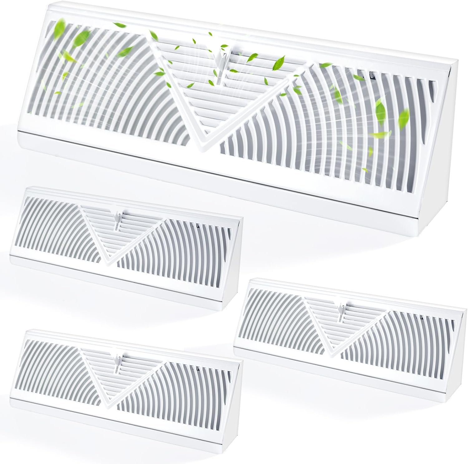 4 Pack Baseboard Register Vent 15 Inch Duct Opening Size Baseboard Vent Covers Diffuser Adjustable Wall Corner Air Grille for Home Floor Wall Air Flow Control, Easy Install (15 inch)