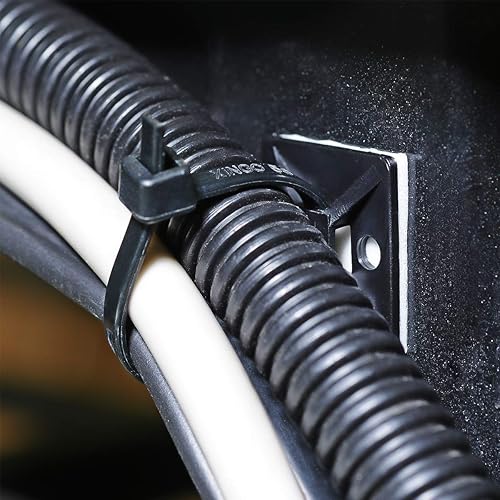 Miniatura 4 de 200 piezas de 34 pulgadas 3M pegamento trasero autoadhesivo negro fuerte con amarre de 8 pulgadas, tornillos, abrazaderas adhesivas para cables en