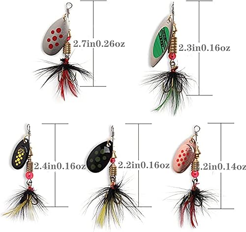 Miniatura 3 de Juego de 10 cebos giratorios  Colorido kit de cebos de metal duro para trucha lubina y más, con cajas de aparejos