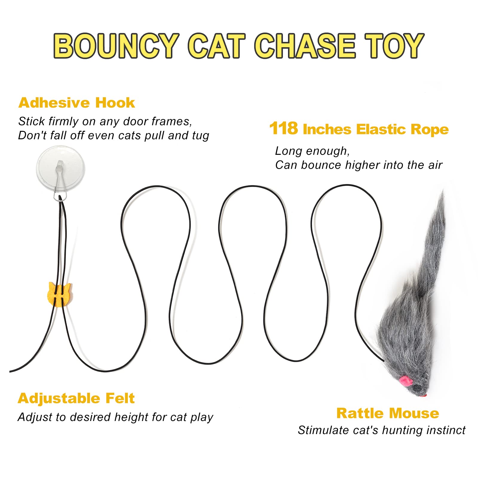 Juguete colgante para gatos – 2 juguetes interactivos de plumas de gato para estimulación física mental, juguetes retráctiles para gatos de interior, juego de ejercicio de persecución