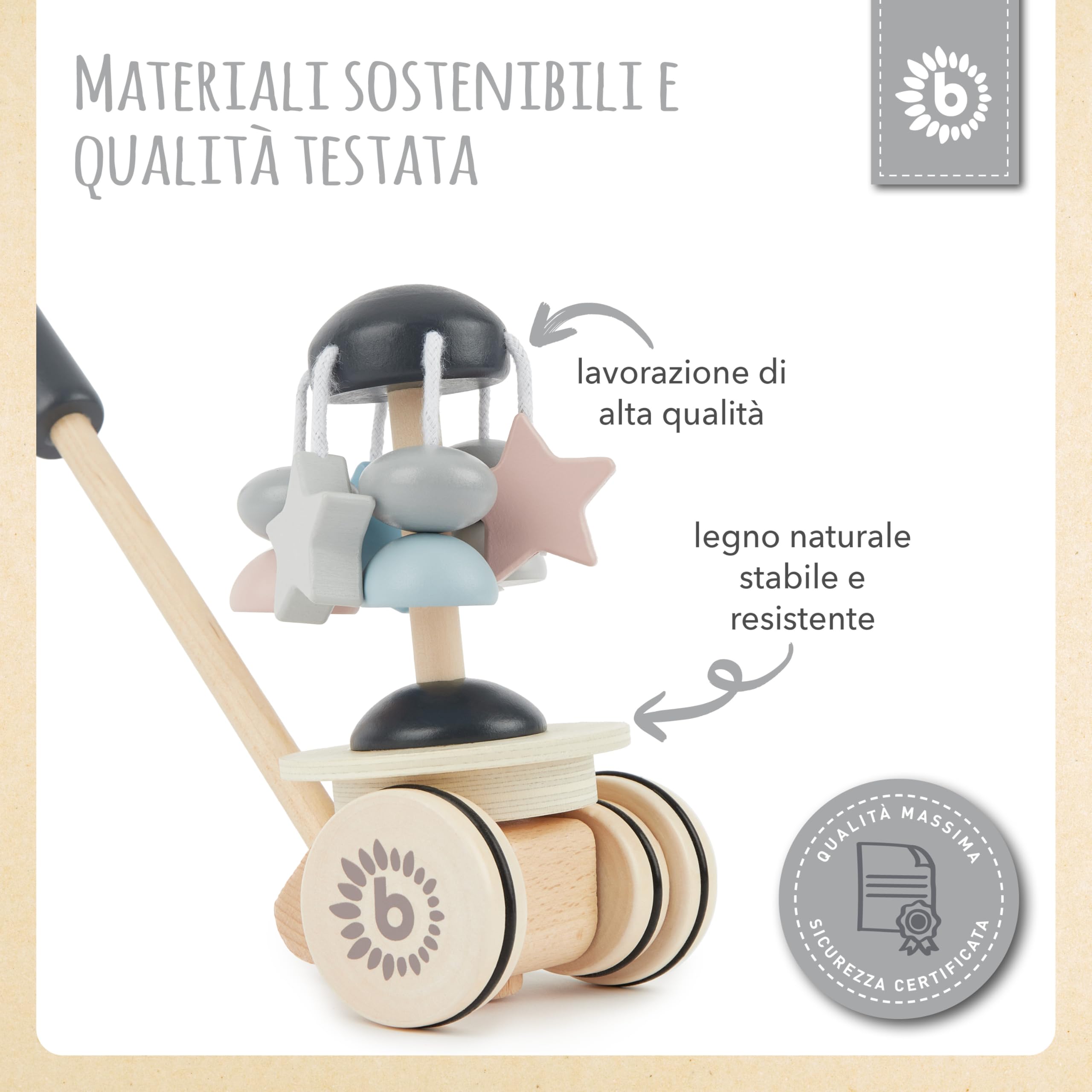 Bieco | gioco trainabile per bambini | ruota in legno | giocattoli trainabili | primi passi con ruote