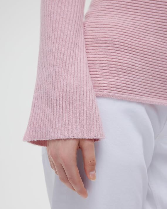 OMKAGI Off The Shoulder Fall Sweaters for Women Trendy Slim Fit Ribbed Knit Long Sleeve Top