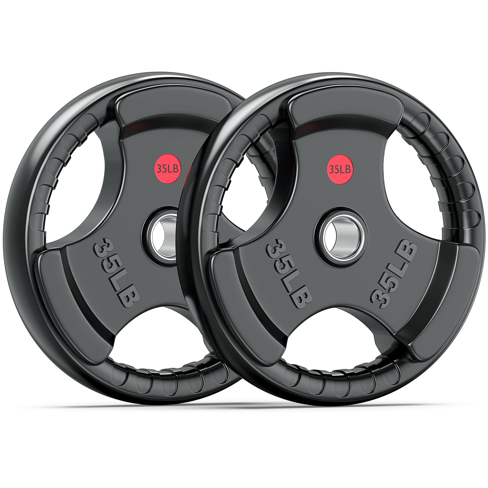 XDDIAS 2-Inch Three-Grip Rubber Olympic Plates,Cast Iron Barbell Weights