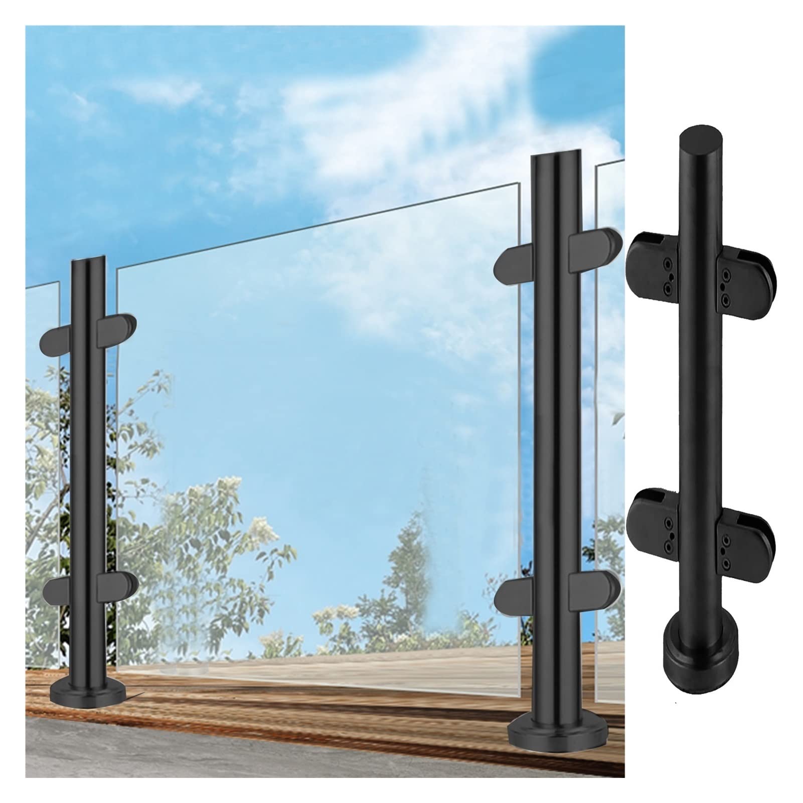 Poteau de garde-corps en verre rond de style architectural pour système de balcon de luxe