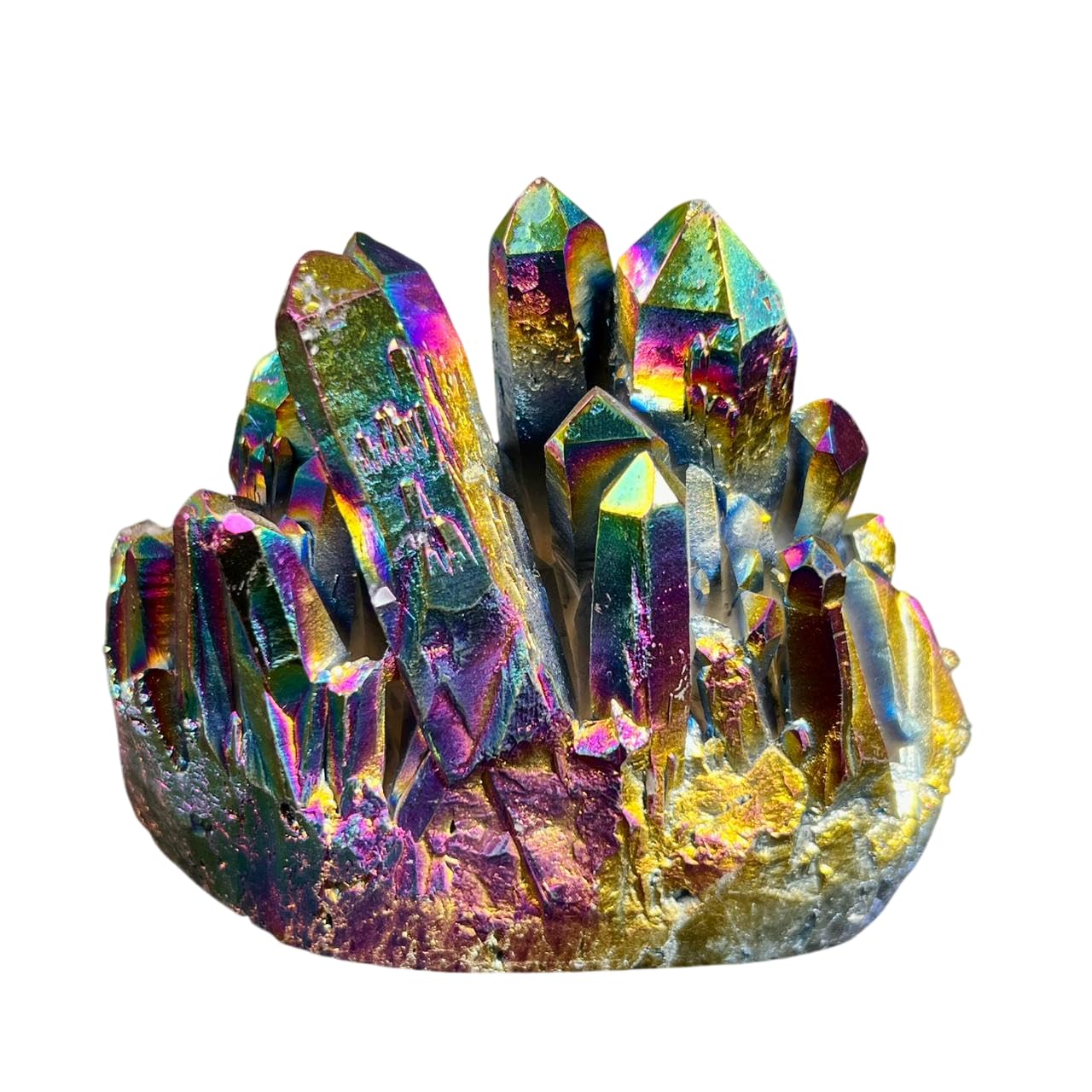 Titanium Aura Quartz Crystal Specimen | Natural Quartz with Titanium Aura Coating | Collectible Mineral Display Stone | Crystal Collection Décor Piece | 380 Grams | 93 x 82 x 49 mm-image-34