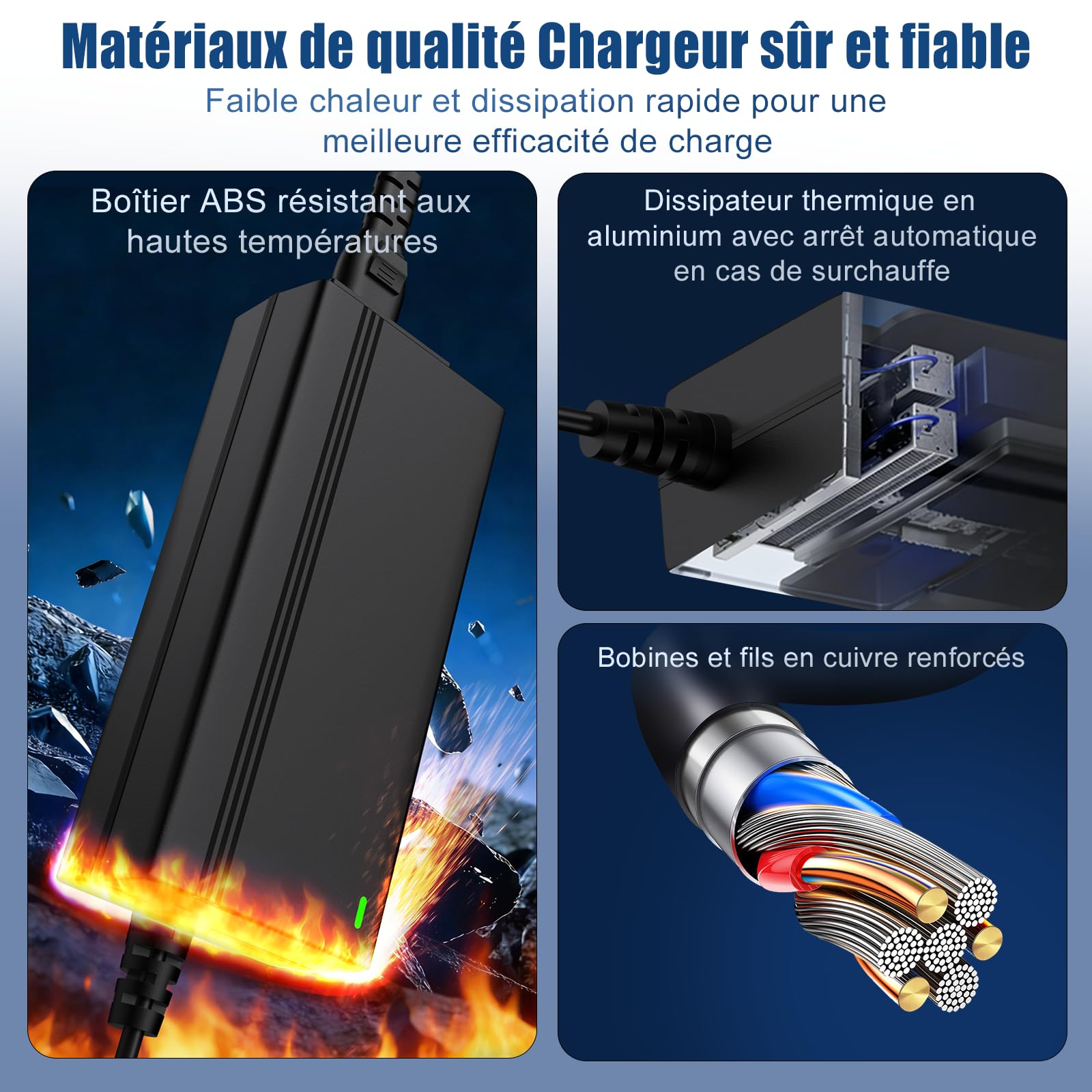 Chargeur Trottinette Électrique 42V 2A avec 6 Connecteurs, Chargeur Scooter 36V, Câble de Charge Universel Hoverboard pour Xiaomi M365/1S/Pro/Pro2, Ninebot ES1/ES2/ES3/ES4, Vélo Électrique