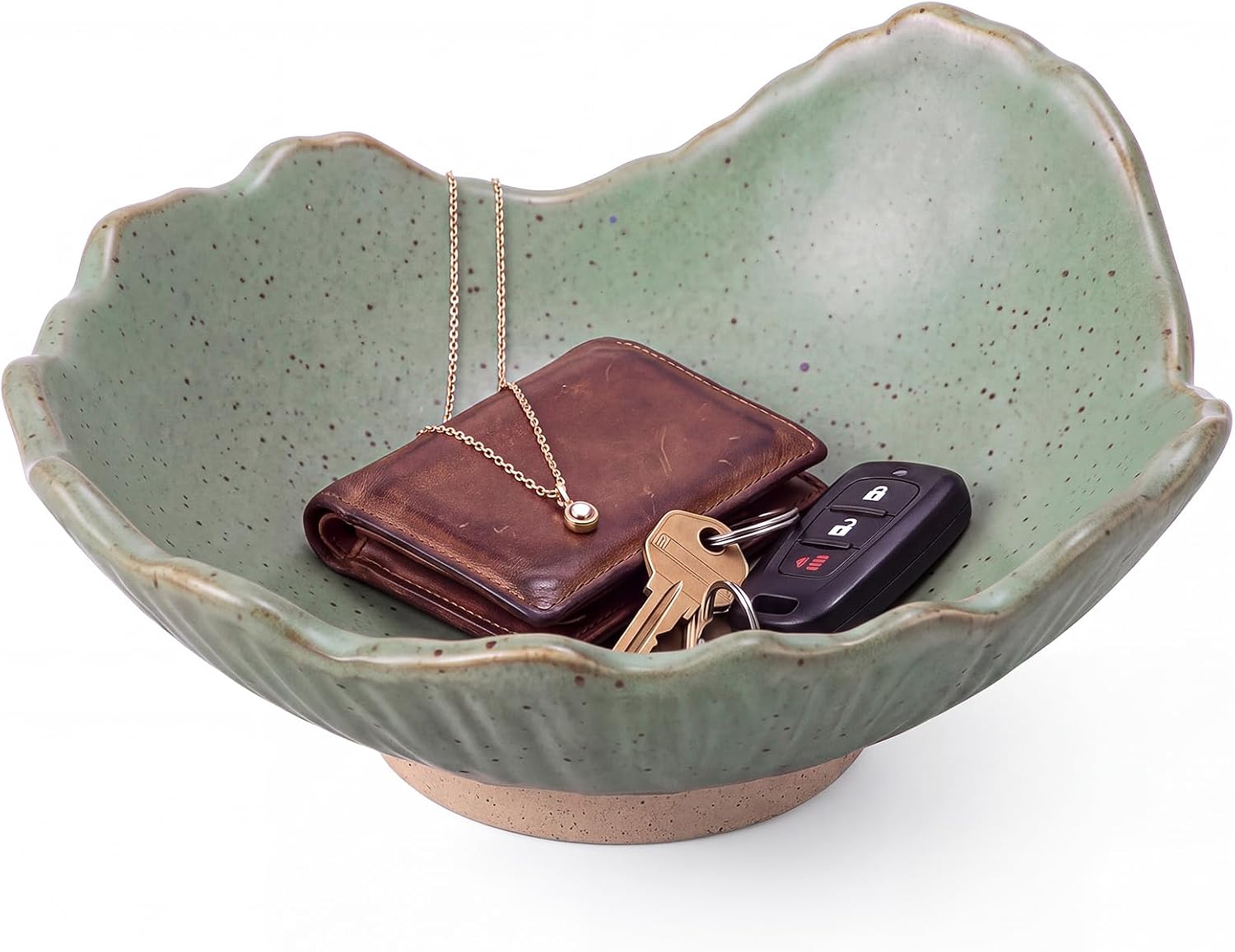 6" Ceramic Decorative Bowl Irregular Rim Key Tray, Amber Brown