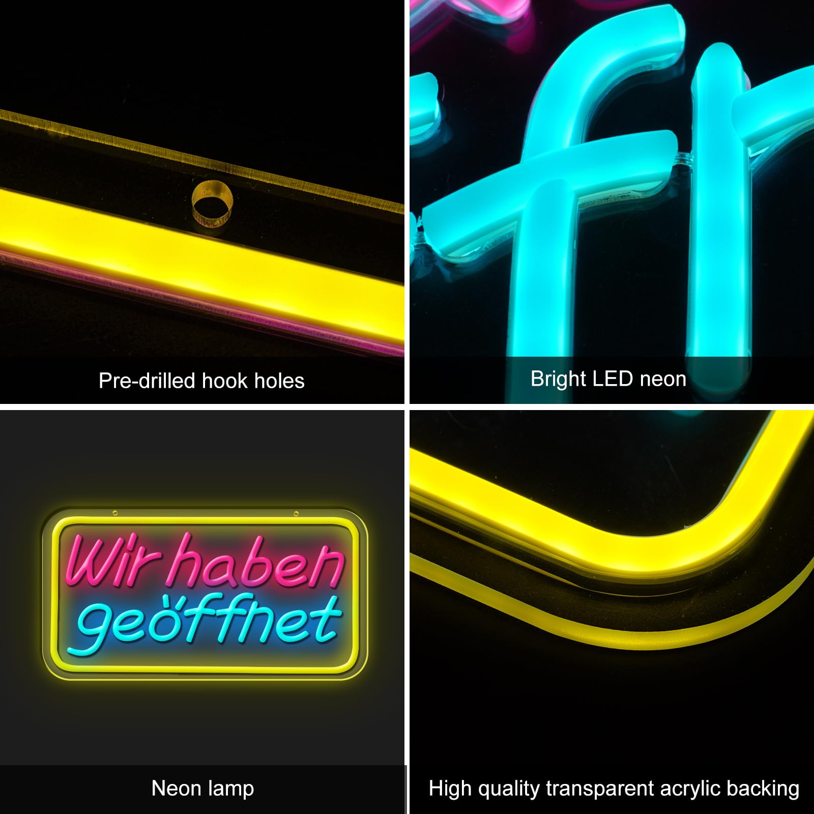 Wir haben geöffnet Neon Schild, LED Leuchtschild Hängeschild Türschild USB-Betrieb mit dimmbarem Schalter für Geschäfte,Café,Restaurant,Hotel Dekoration an der Tür (Wir haben geöffnet)
