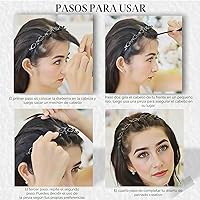 Vista 4 de JASSINS 2 piezas de diadema con flequillo para el cabello, clip de flequillo profesional, herramienta de trenza con dientes, accesorios de cabello