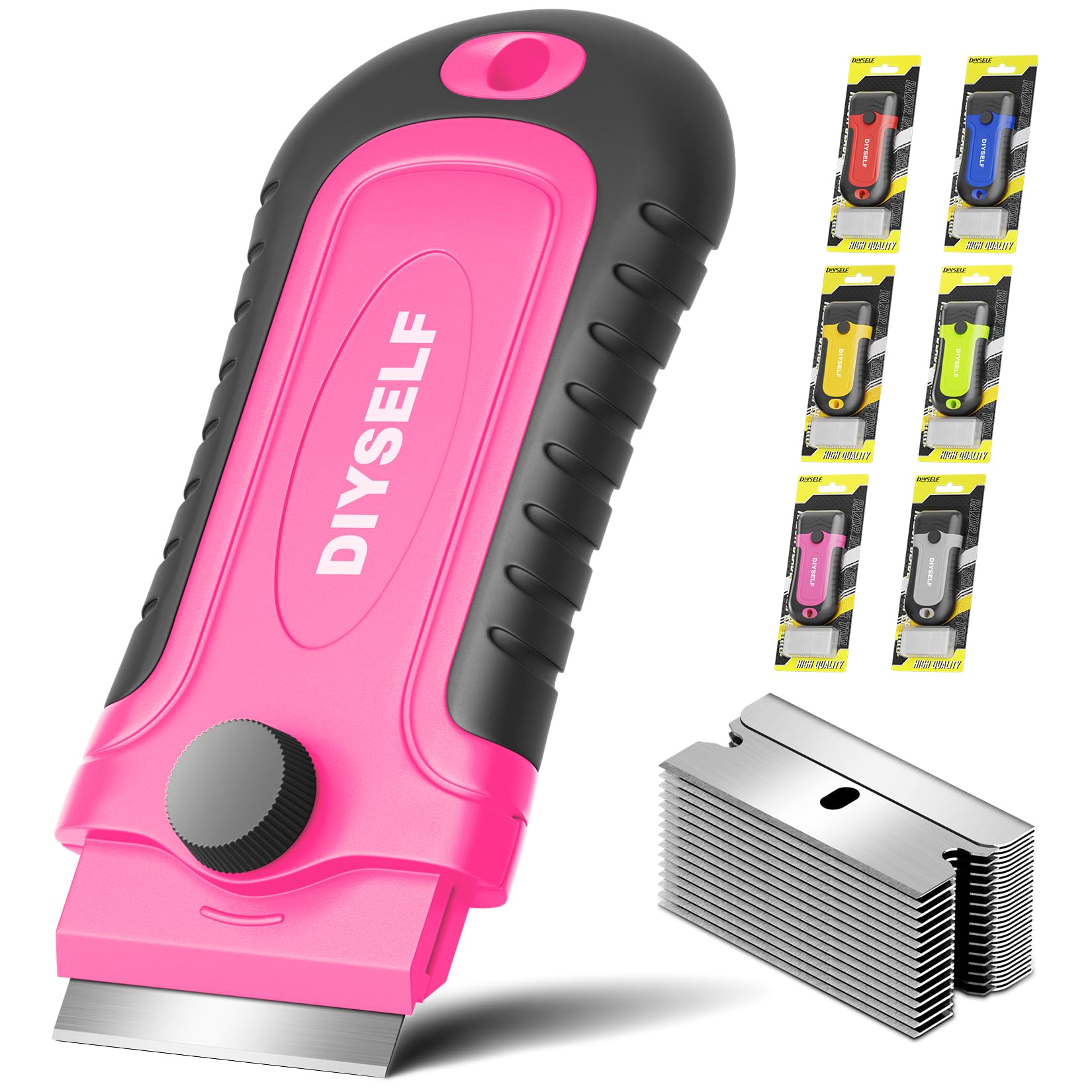 DIYSELF Razor Blade Scraper with 15 Extra Razor Blades, Glass Scraper Tool