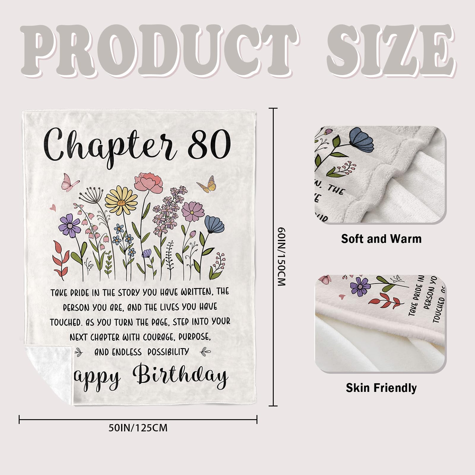 80th Birthday Gifts for Women, Chapter 80 Birthday Blanket, 80 Year Old Bday Gifts for Women, 1946 Birthday Decorations, Turning 80 Throw Blankets for Friend, Mom - 50'' x 60''