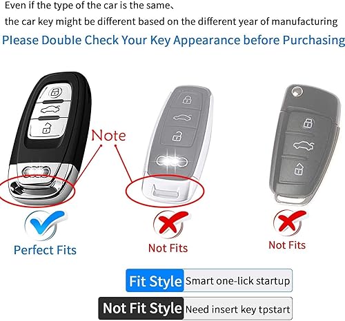 Miniatura 2 de Tukellen Funda para llavero Audi TPU suave de alta calidad protección completa de 360 grados compatible con Audi R8 Q5 Q7 S3 S4 S5 S6 S7 S8 SQ5 RS5