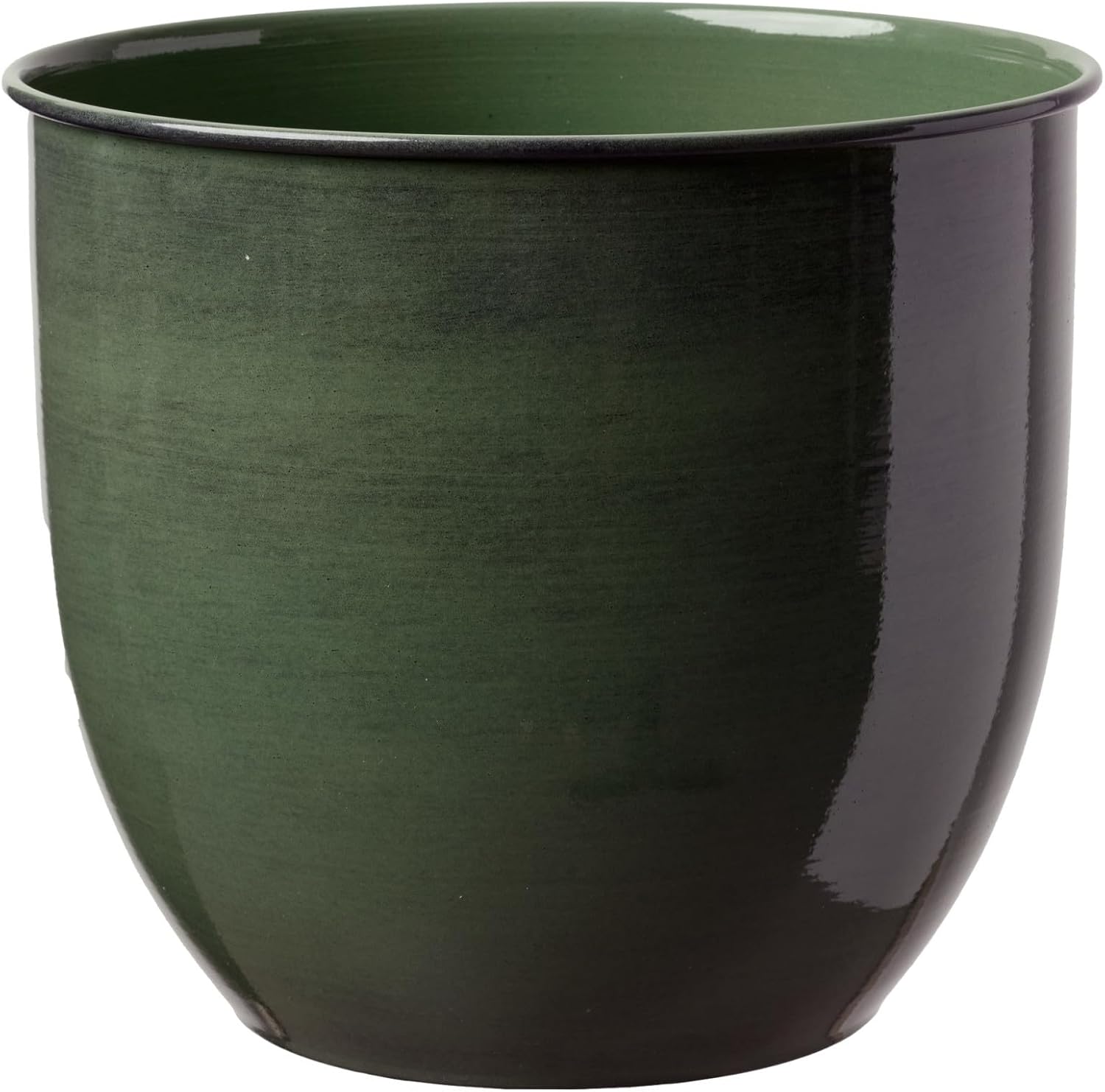 Bloem Canyon 8" Cobalt Blue Round Metal Gloss Planter Cachepot with Removable Drain Plug