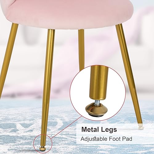 Miniatura 5 de Vanity Chair for Makeup Room - Midcentury Modern Accent Velvet Chair with Back Support, Gold Legs for Living Room Bedroom (Pink) Rosado,Beige,Blanco