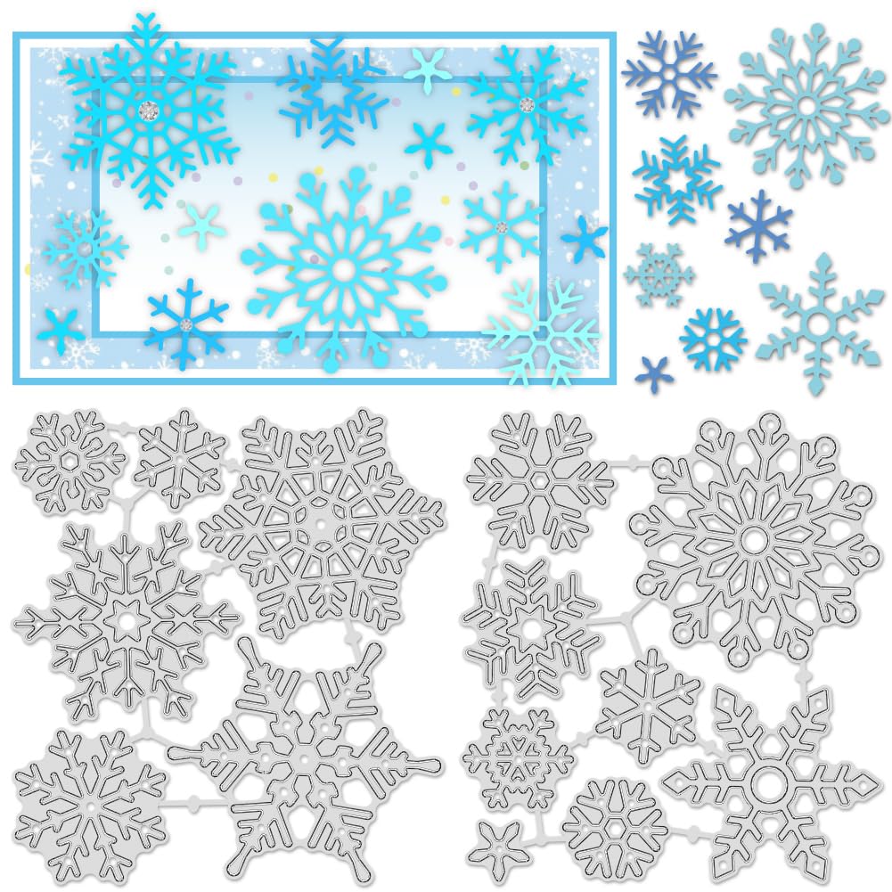 INFUNLY 14 Styles Snowflake Die Cut Winter Metal Die Cut Christmas Snowflake Scrapbooking Cutting Dies Templates with Different Sizes for Card Making Party Invitation Journalism Gift Photo Decor