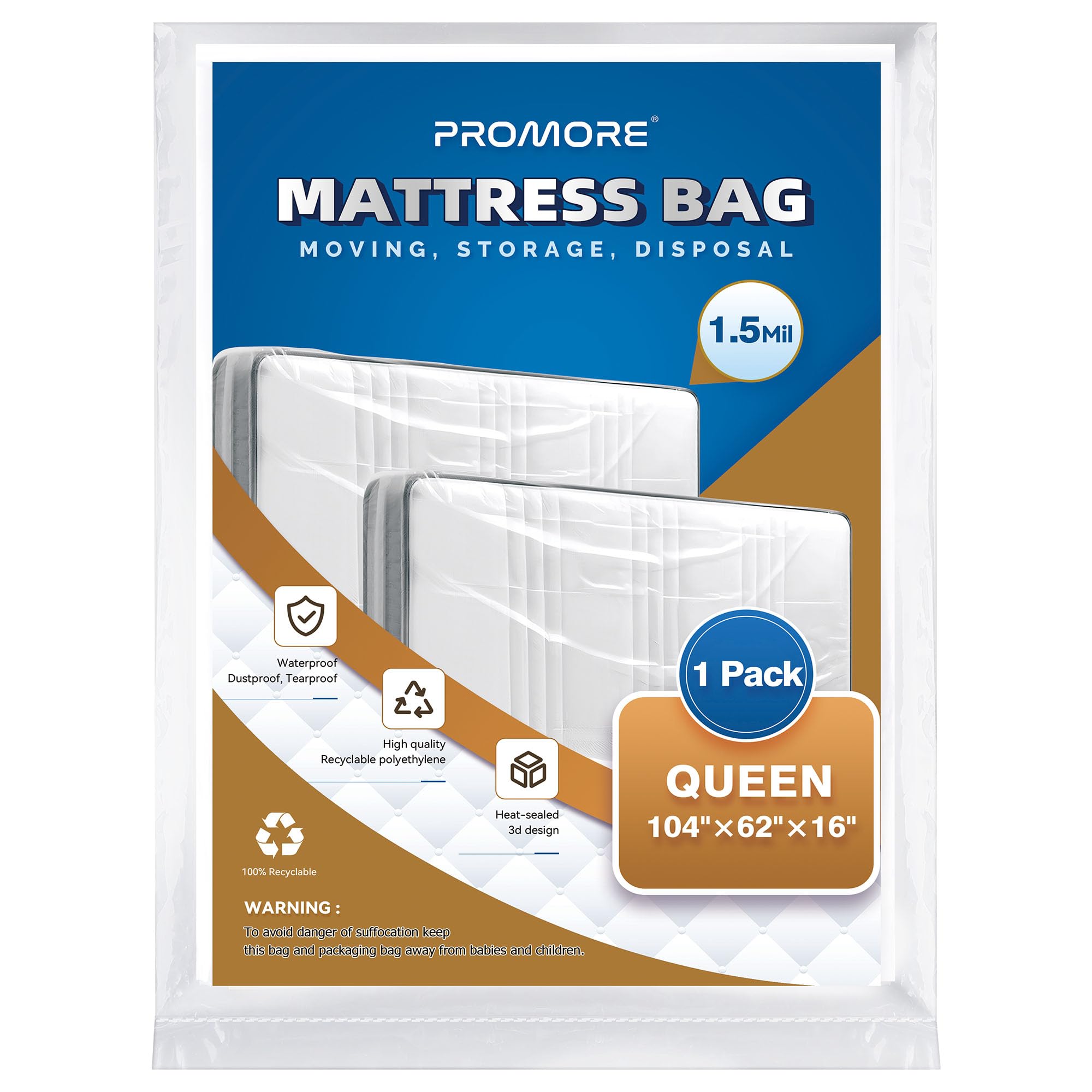 PROMORE King Size Mattress Cover for Moving Storage, Mattress Bags for Moving and Transport Mattress Protector Storage Bag