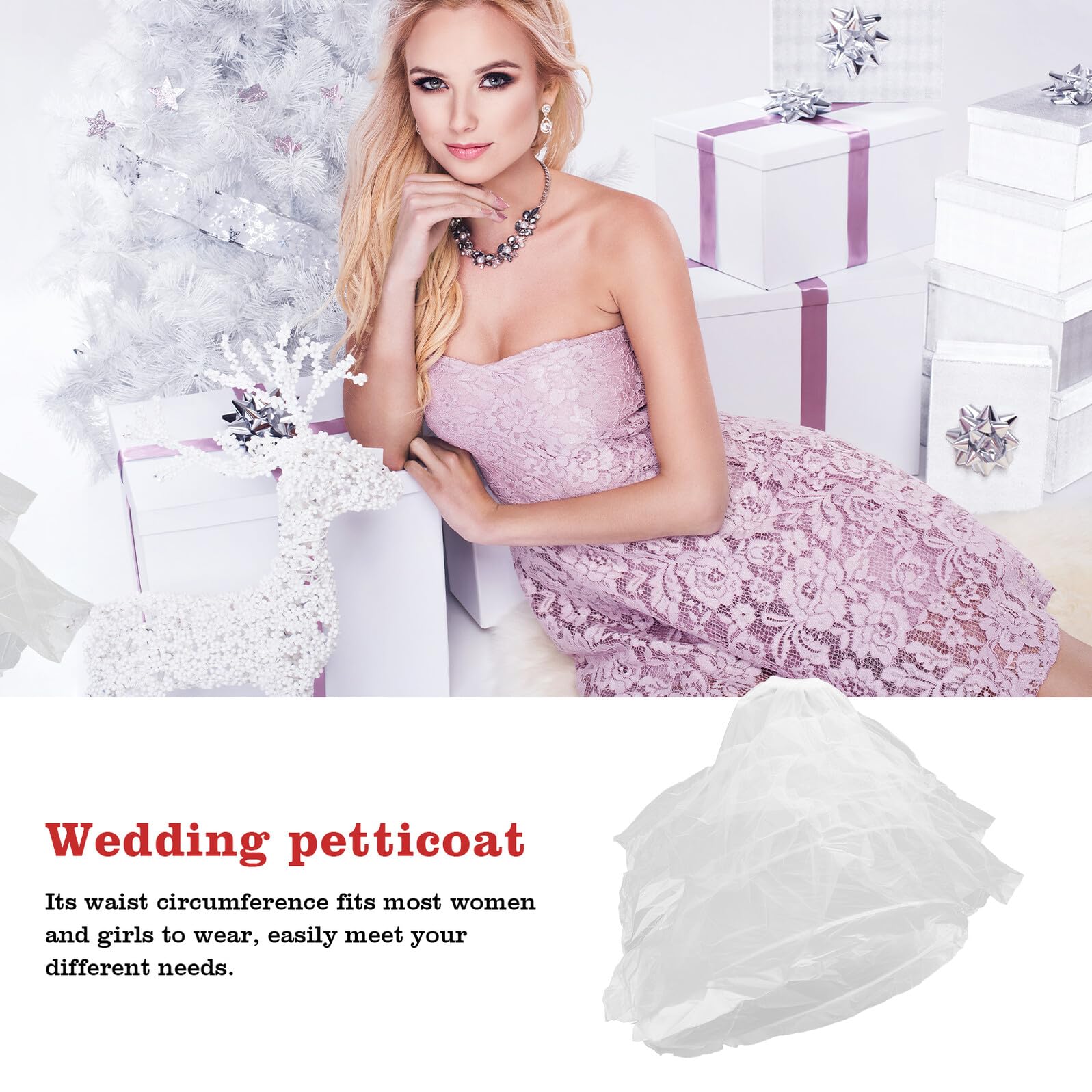 BESPORTBLE Brautkleid Unterrock Reifrock aus Acrylfasern, Bodenlang | Taillenumfang 60-110cm, Weiß, für Bühne und Hochzeit, Passend für Damen und Mädchen
