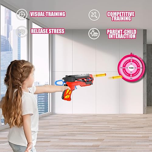 Miniatura 3 de Doloowee Juego de arco y flecha para niños, juego de juguetes de tiro con arco con luz LED, 10 flechas de ventosa, juguete de disparo de dardos de