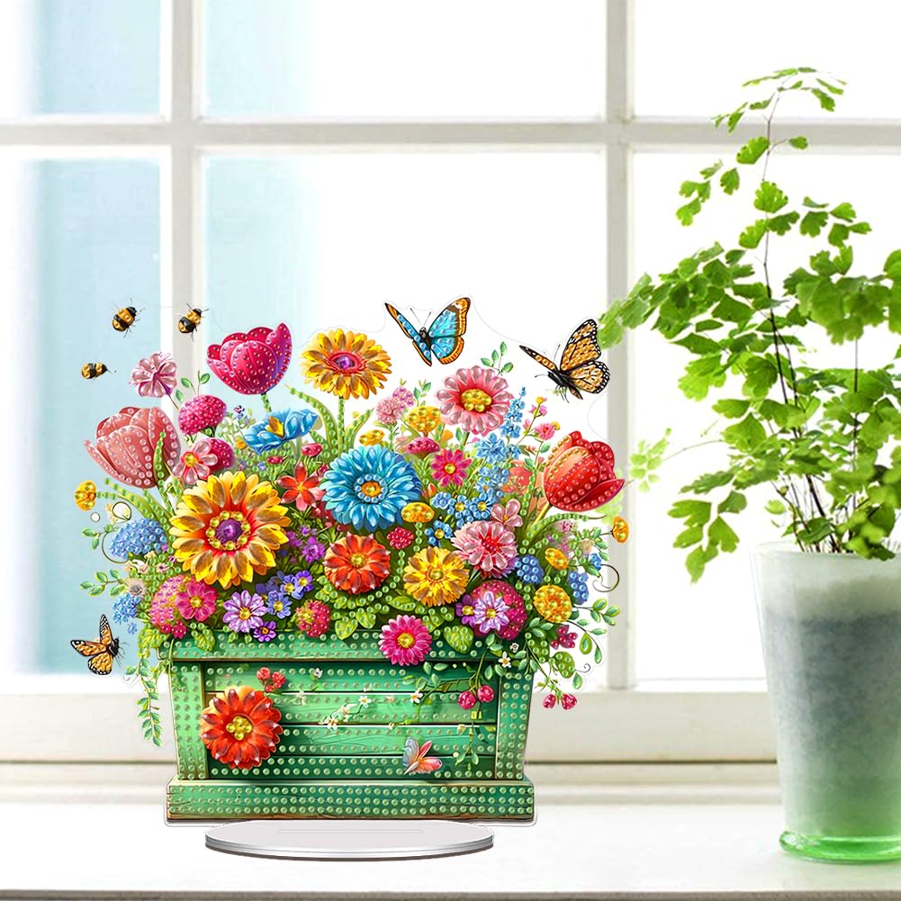 ILYUFO Diamond Art Flowerpot Kit For Adults | DIY Sparkling Planter Craft, Desktop Ornament & Gift (Fireworks Design) - View #2