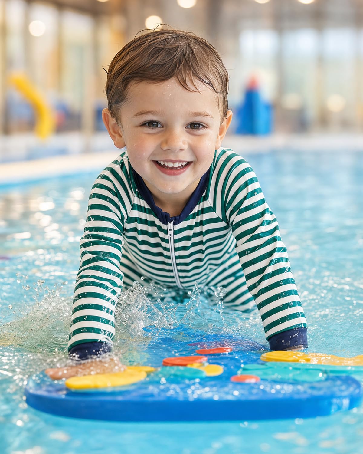Thermo Schwimmanzug Baby Gr. 92-110, Kälte- & Wasserabweisender Fleece Badeanzug Kinder mit langem Reißverschluss, Warmer Neoprenanzug Baby Alternative Badeanzug Mädchen Jungen 1-5 Jahre