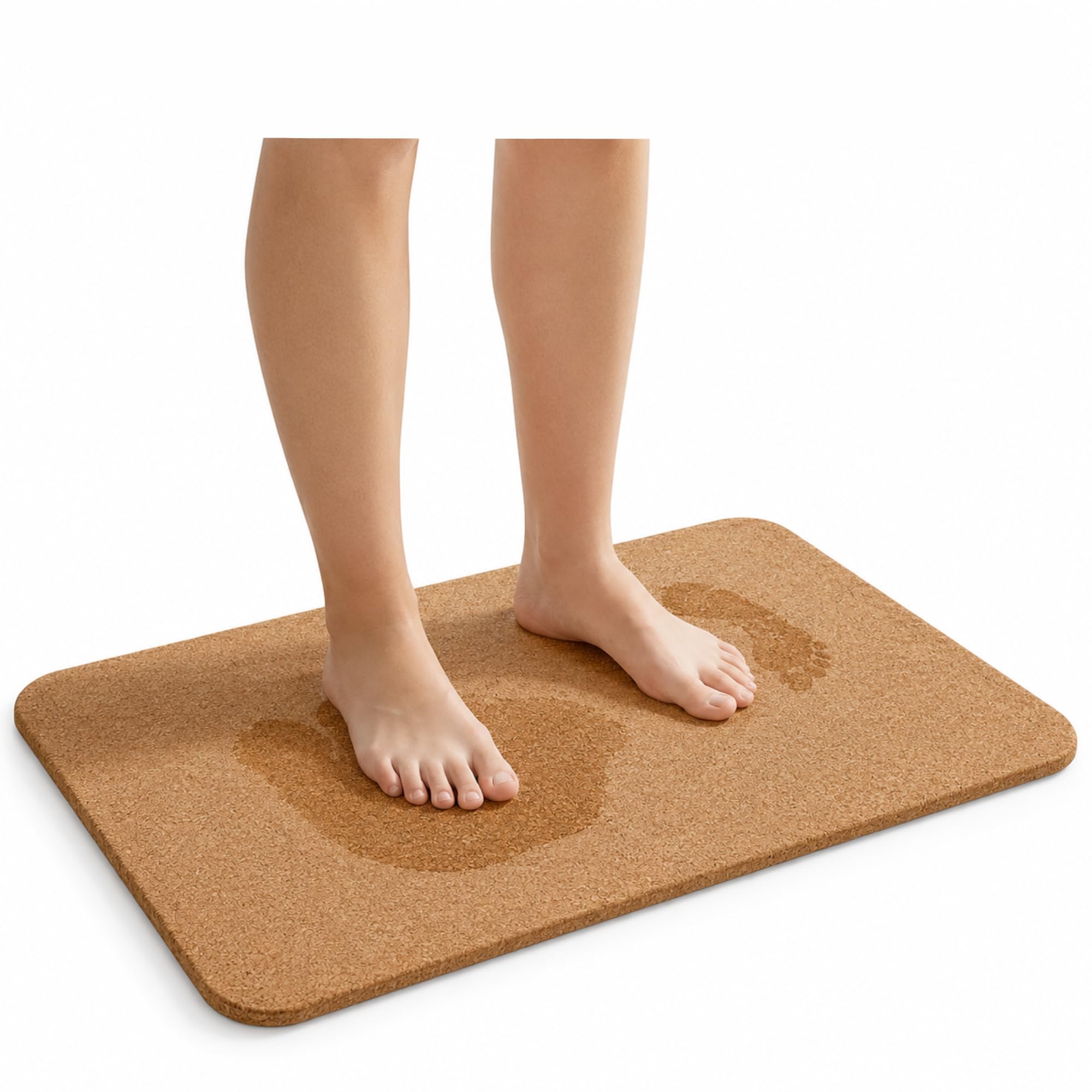 Natural Cork Bath Mat Large Non Slip Bathroom Shower Mat Water Resistant Quick Dry Bath Rug Eco Friendly Bathroom Floor Mat Comfortable Durable Bath Mat for Shower Room Bathtub Spa Bathroom Use 60 x 4
