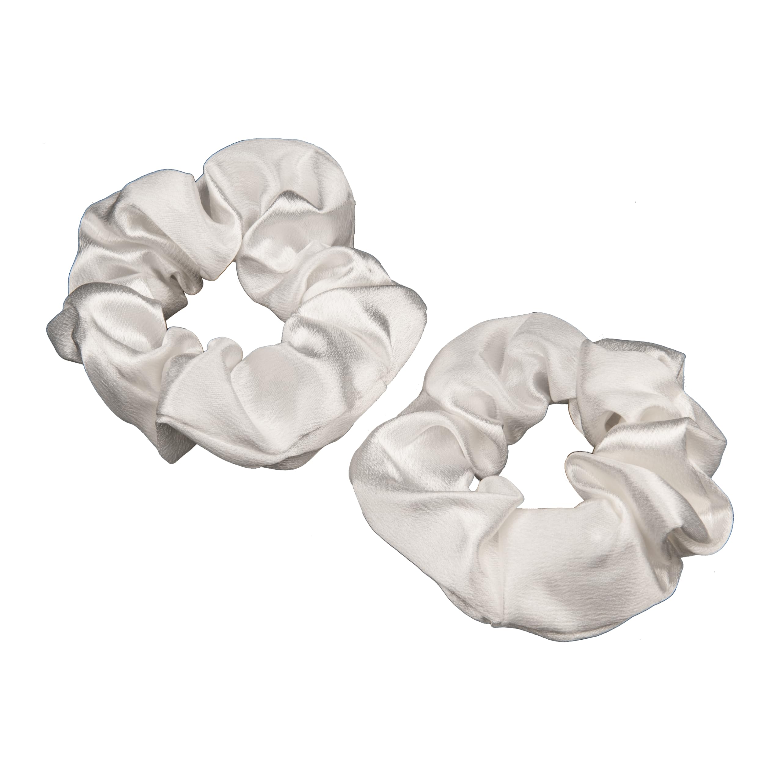 Haargummis für Damen, weiß, weiche Seiden-Haargummis, Premium-Satin-Haargummi, Pferdeschwanz-Halter, Haargummis für Damen, elastische Haargummis für lange, feine und dicke lockige Haare, Mädchen, 2